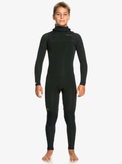 Quiksilver 4/3Mm Everyday Sessions - Combinaison De Surf A Capuche Avec Zip Poitrine Pour Garcon | Surf Shop Enfant